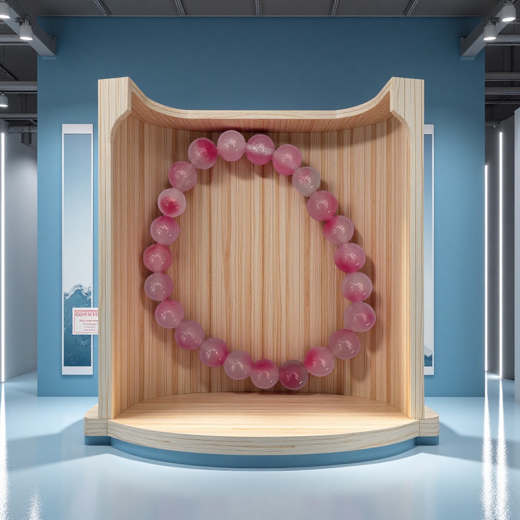 8mm粉彩玉石手链 天然玉石手链 女士时尚饰品 精致手工设计 礼物佳选