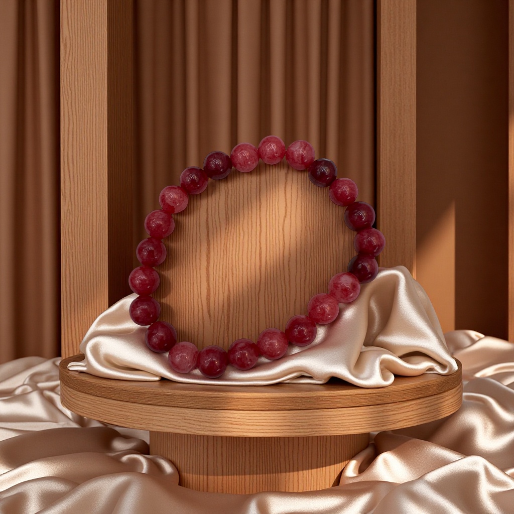 天然玉石手链 8mm朱砂红玉石手链 时尚简约饰品 礼物佳选