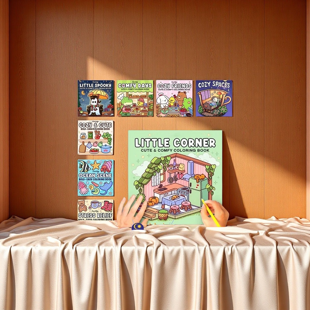 现货跨境成人青少年着色书舒适空间填色画大胆简单涂色书创意设计