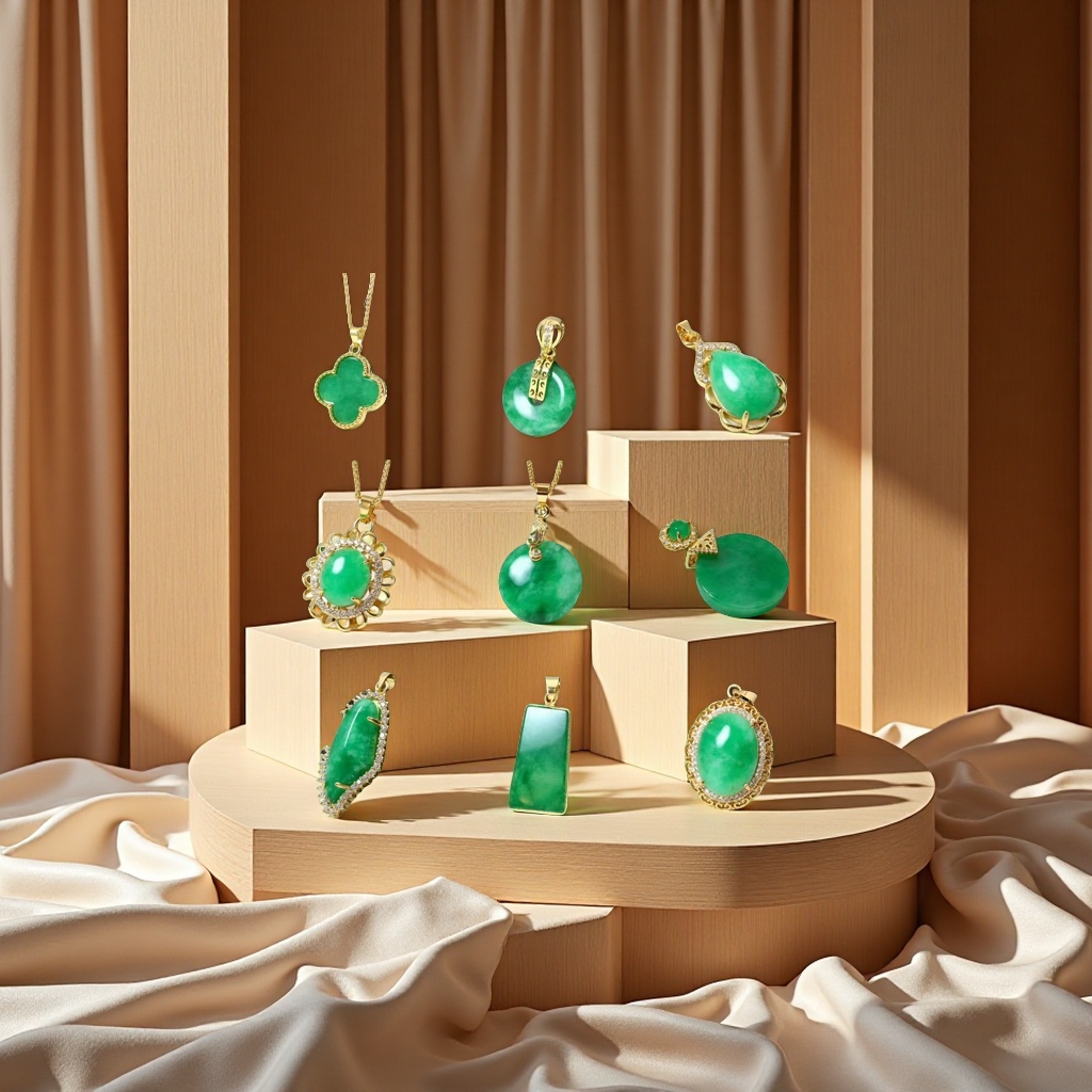 国潮天然玉髓吊坠 女士项链挂件 时尚简约设计 礼物送礼优选