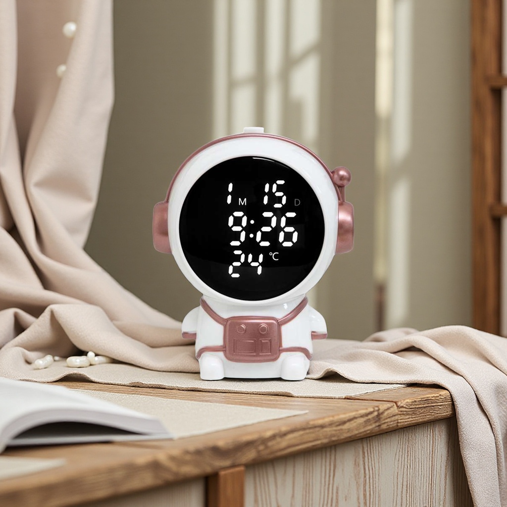 The multi-functional LED weather clock, night light, alarm clock, creative bedside electronic watch with temperature and humidity display from abroad is suitable for various scenarios details Picture