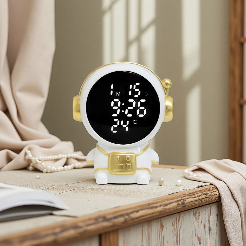 The multi-functional LED weather clock, night light, alarm clock, creative bedside electronic watch with temperature and humidity display from abroad is suitable for various scenarios Specification image