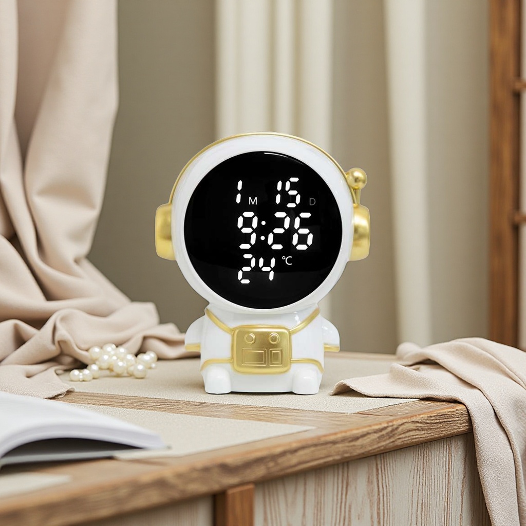 The multi-functional LED weather clock, night light, alarm clock, creative bedside electronic watch with temperature and humidity display from abroad is suitable for various scenarios Item Picture