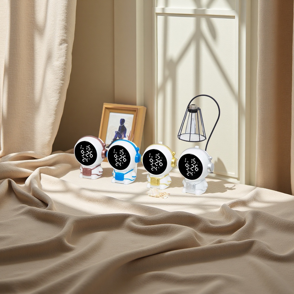 The multi-functional LED weather clock, night light, alarm clock, creative bedside electronic watch with temperature and humidity display from abroad is suitable for various scenarios Application Scenario