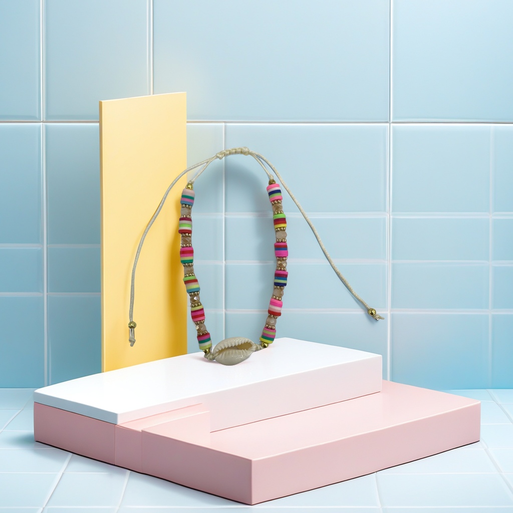 海洋风贝壳脚链 女士手工编织饰品 夏季沙滩度假风潮流配饰细节图