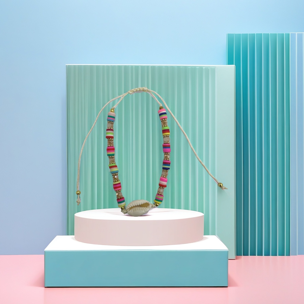 海洋风贝壳脚链 女士手工编织饰品 夏季沙滩度假风潮流配饰