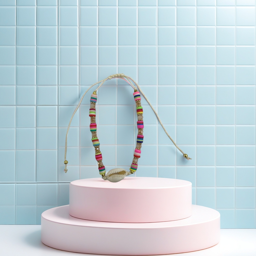 海洋风贝壳脚链 女士手工编织饰品 夏季沙滩度假风潮流配饰产品图