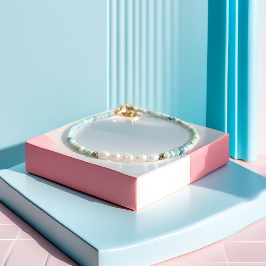 天然珍珠石头手链 女士简约时尚饰品 手工设计优雅气质礼物