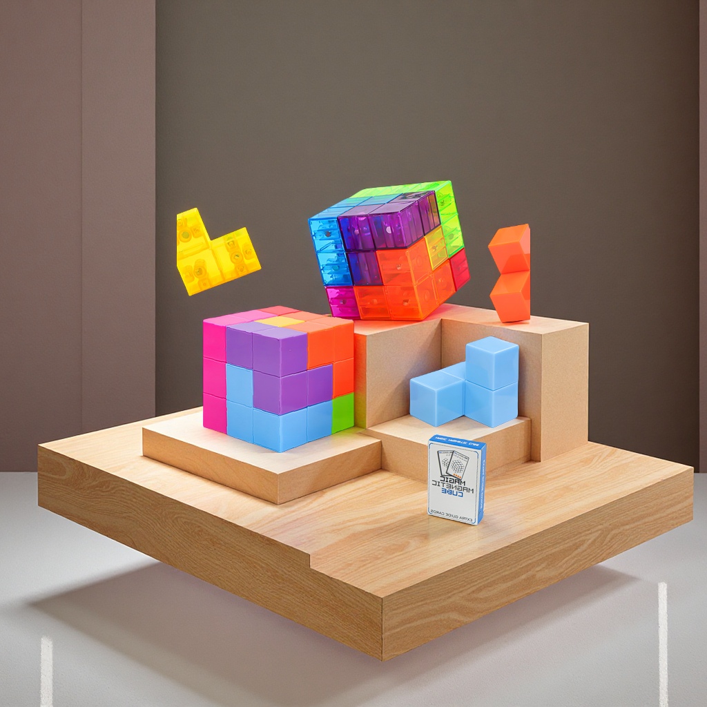 信必达730A/B迷你透明磁力魔方减压玩具 3D拼装百变磁力积木 启蒙益智积木类