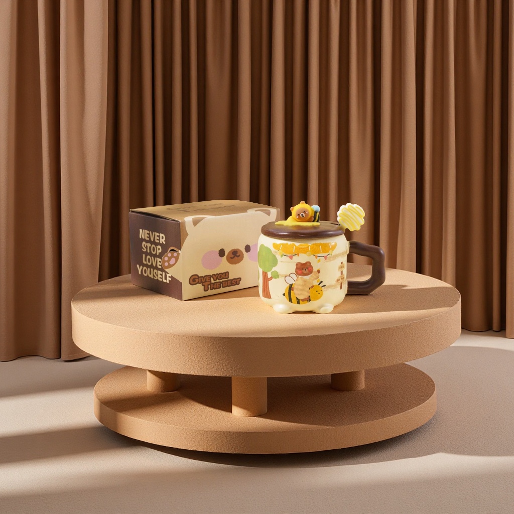 陶瓷咖啡杯 音响水杯 创意多功能杯子 时尚便携陶瓷杯 适用家居办公白底实物图