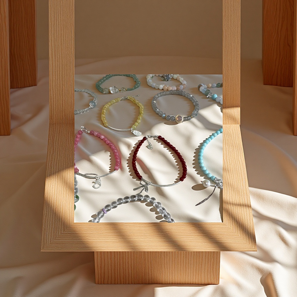 天然石纯银配件手链手串 时尚简约设计 多款可选 精致礼物手链水晶首饰水晶手串水晶手串详情图2