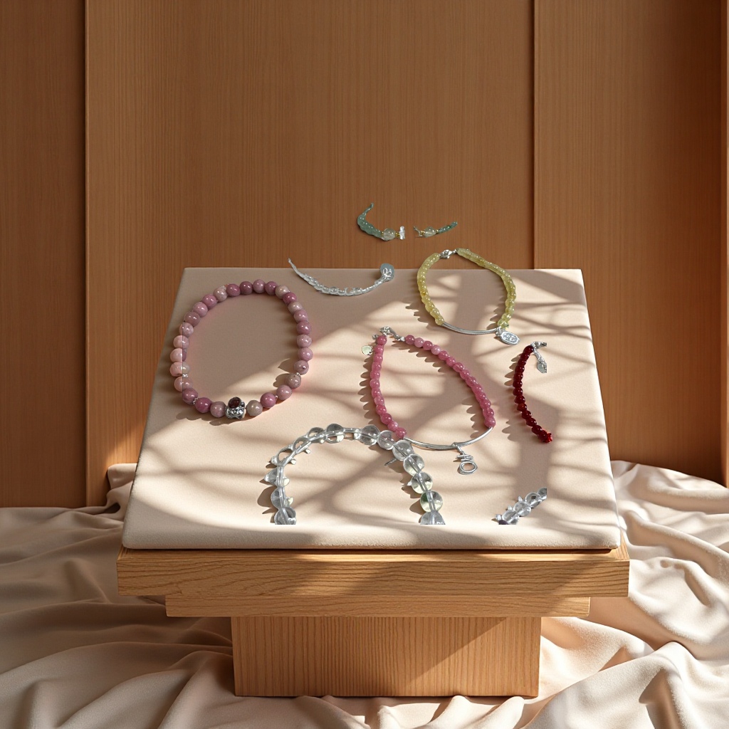 天然石纯银配件手链手串 时尚简约设计 多款可选 精致礼物手链水晶首饰水晶手串水晶手串