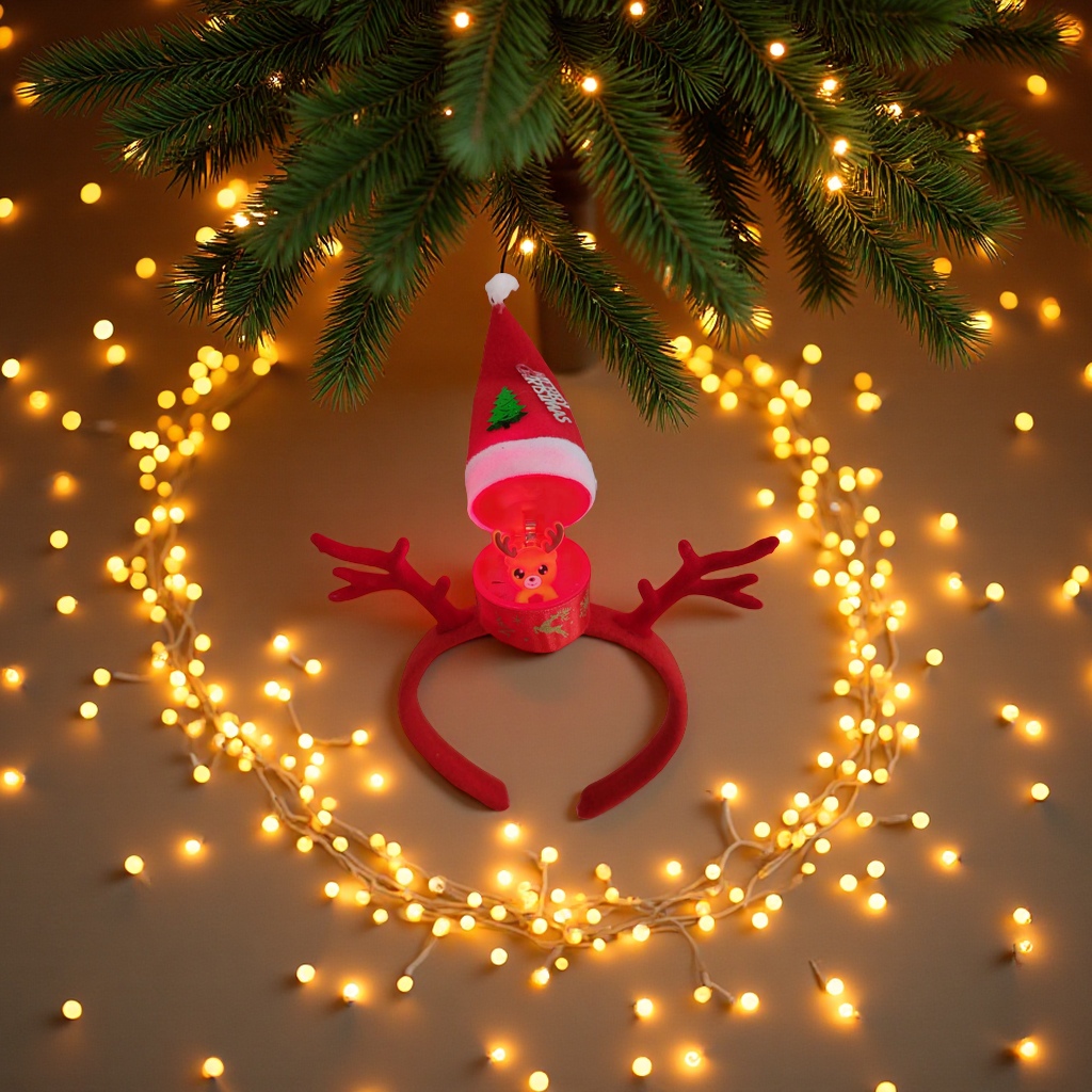 圣诞节荧光花环头箍发光饰品配件大人儿童头花环装扮道具