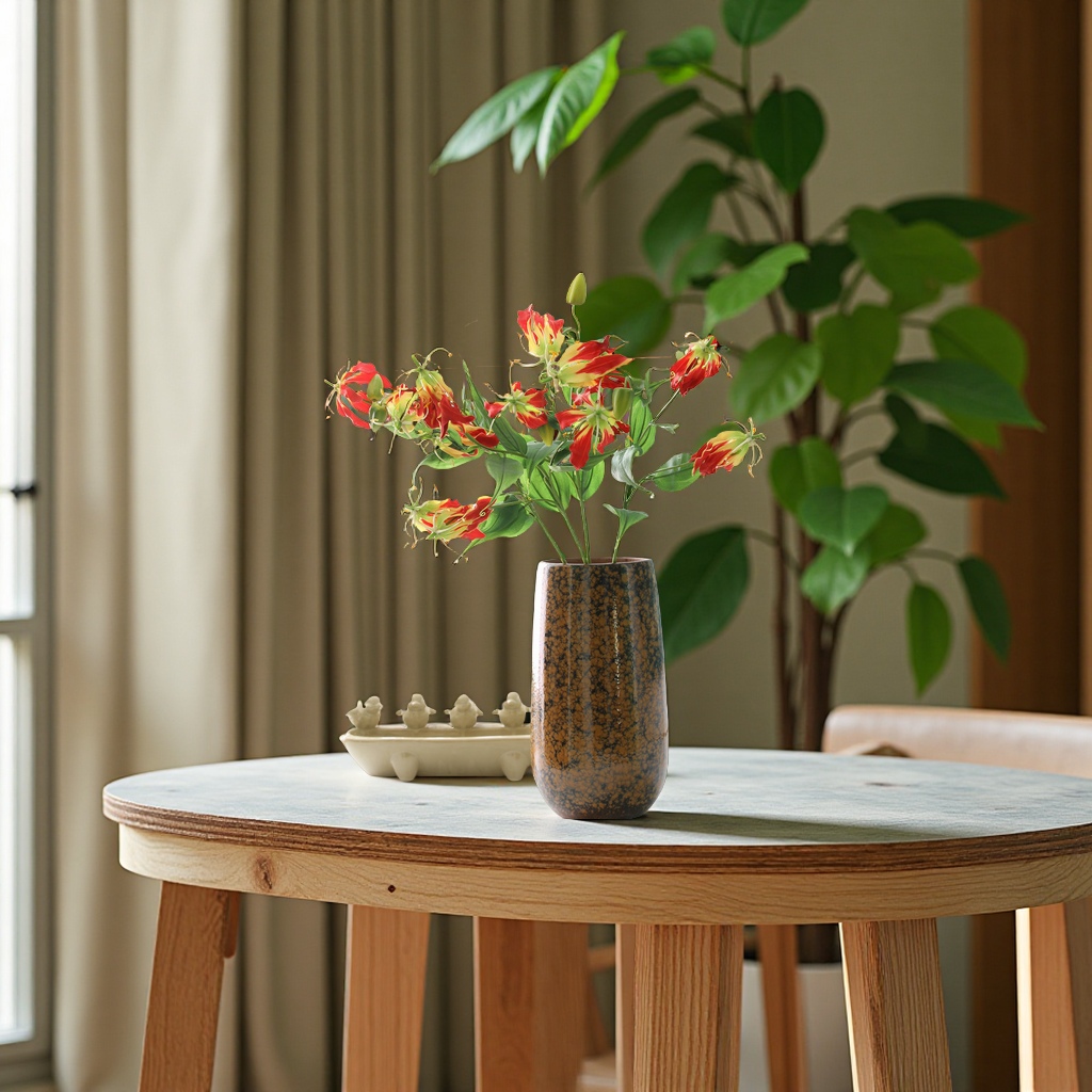 Artificial flowers, flame lilies, artificial flowers, Jialan modern home decoration model room, wedding photography, silk flowers, cross-border wholesale, artificial plants Specification image