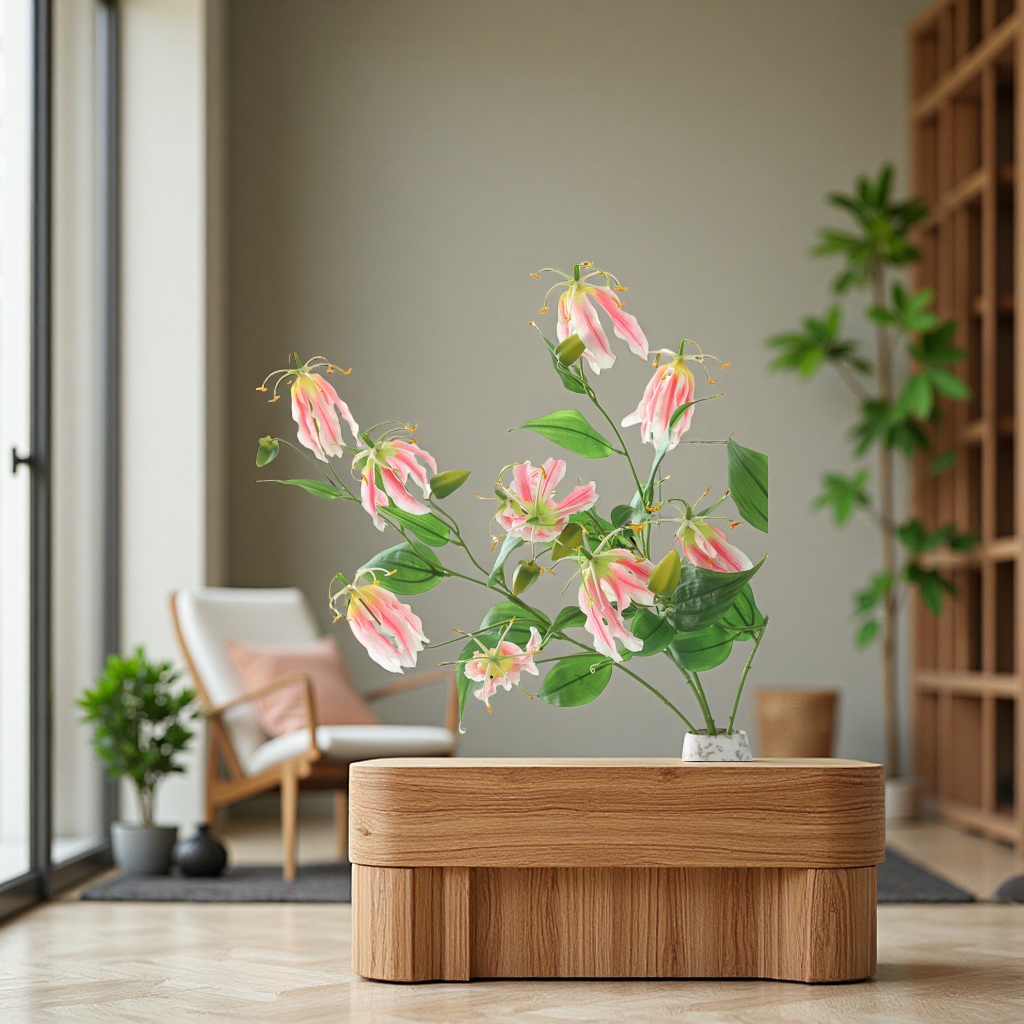 Artificial flowers, flame lilies, artificial flowers, Jialan modern home decoration model room, wedding photography, silk flowers, cross-border wholesale, artificial plants Item Picture
