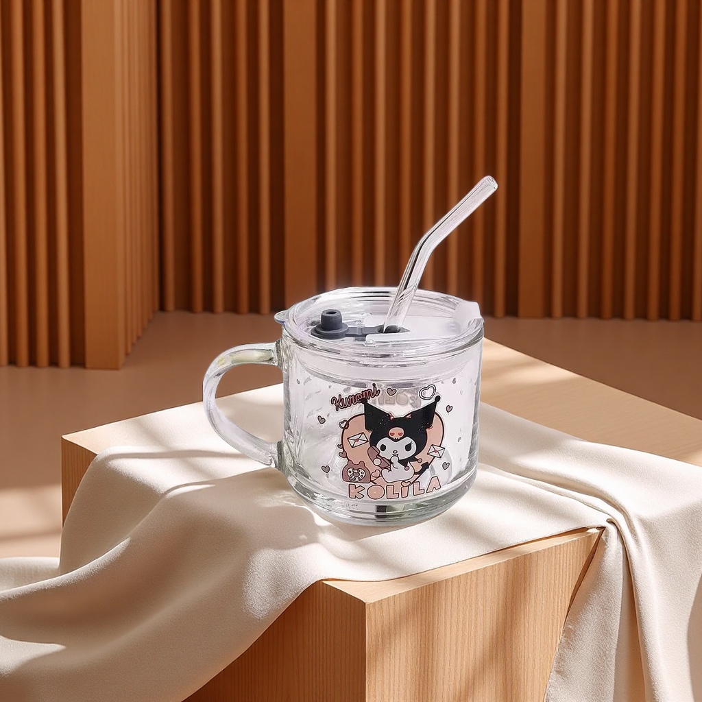 Glass juice cup, household transparent drink cup, portable cold drink water cup, creative, simple and durable details Picture