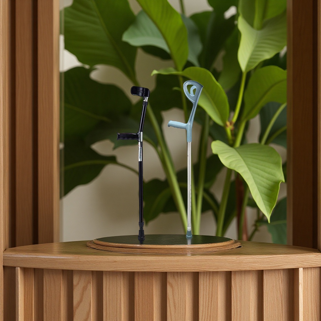 Aluminum alloy adjustable lightweight walking aid elbow crutches, single arm walking sticks, independent armpit walking sticks, ski poles and hiking poles Item Picture