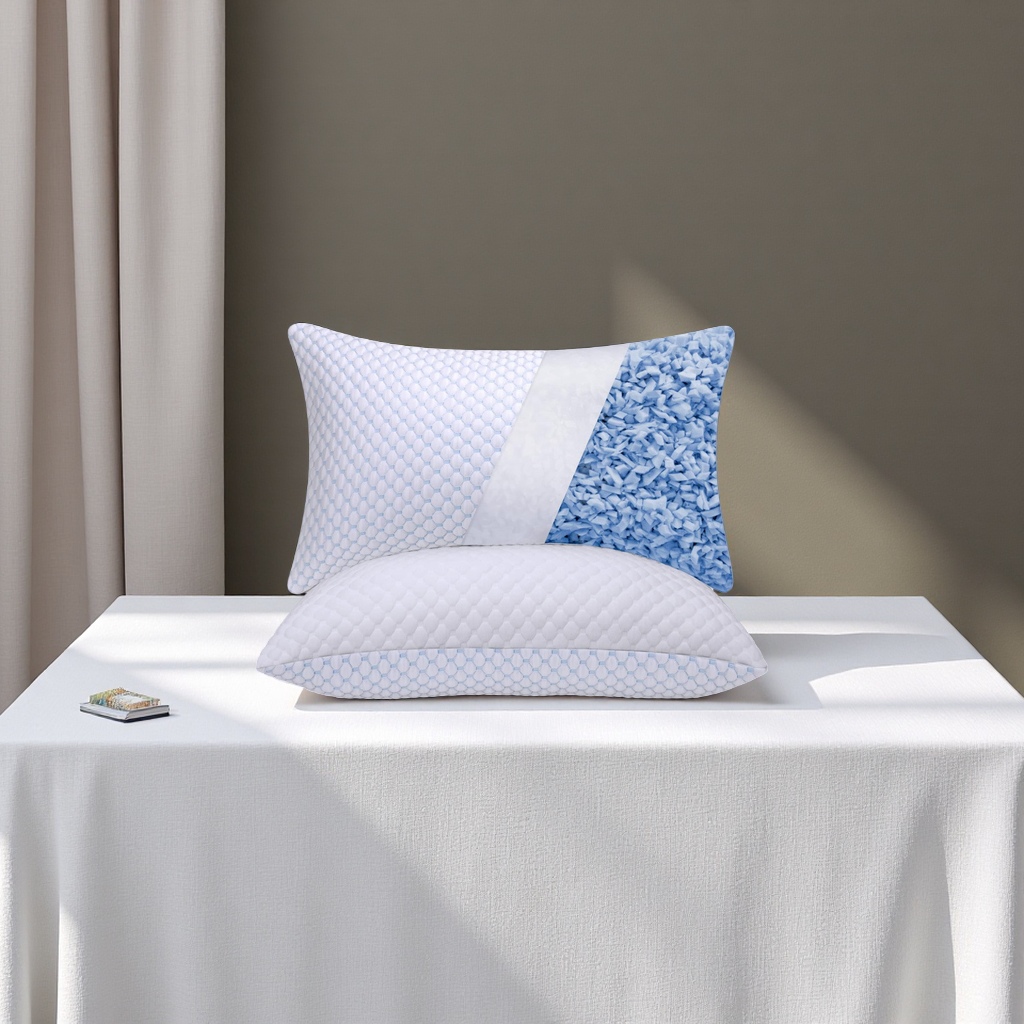 Amazon memory pillow, cool ice silk pillow, crushed sponge particle pillow core, comfortable cross-border memory foam pillow Item Picture