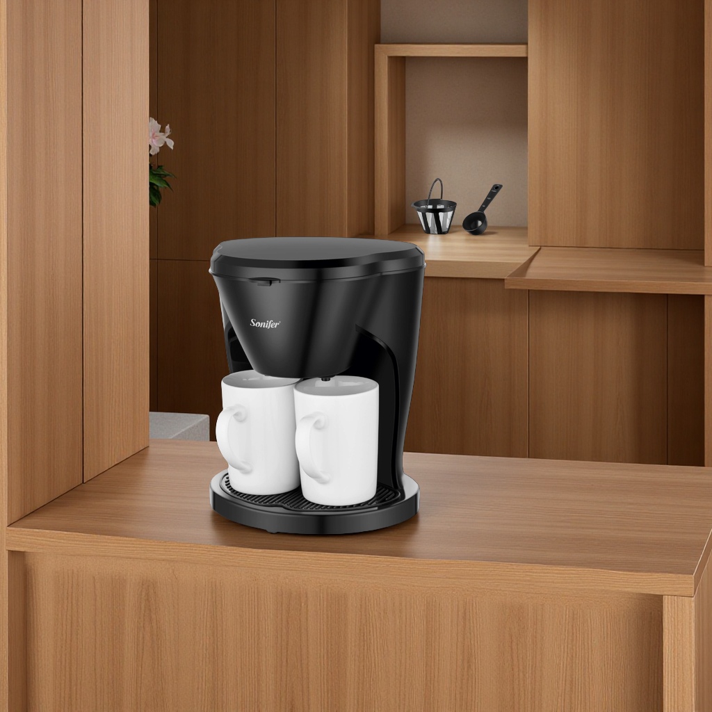 Sonifer Household small American Drip Coffee machine with high-efficiency heating and 2 ceramic cups Drip SF-3592 details Picture