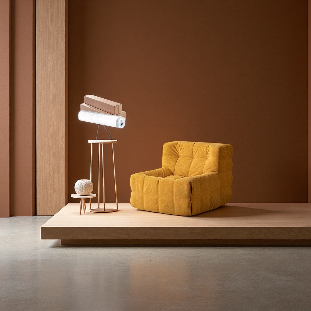 Simple velvet sofa and chair for export, fabric single sofa Sofachair, bedroom balcony tatami compression sofa