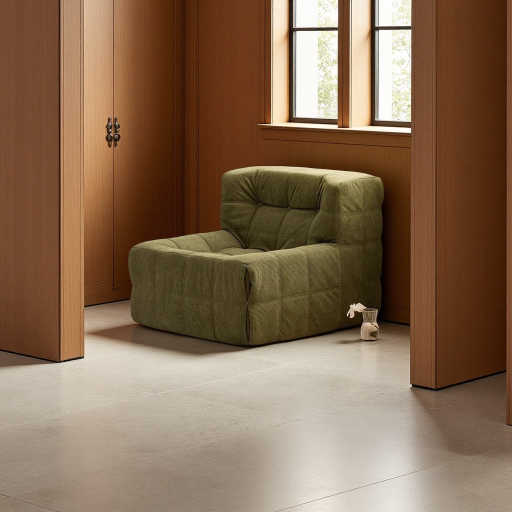 Simple velvet sofa and chair for export, fabric single sofa Sofachair, bedroom balcony tatami compression sofa details Picture