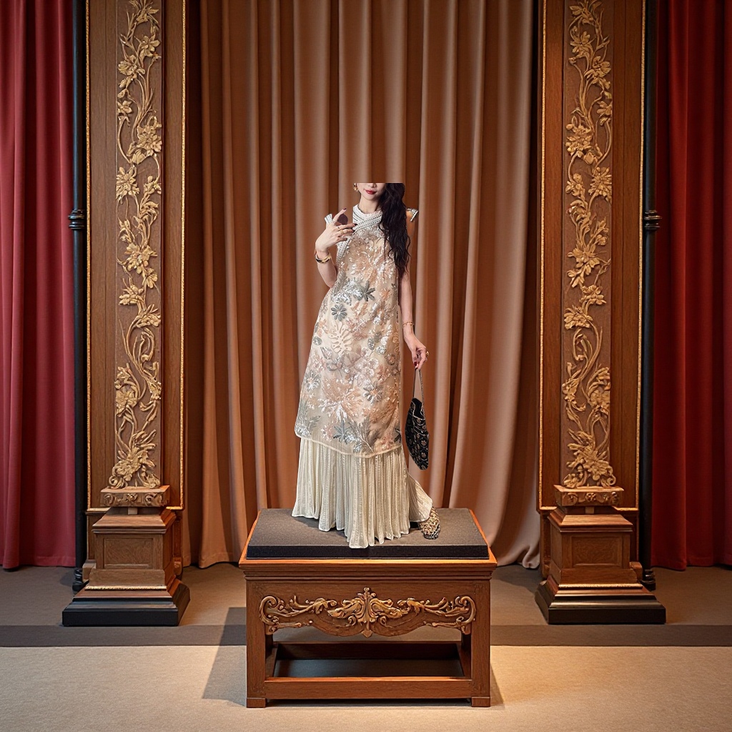 The new Chinese-style dress of 2025, with its heavy embroidery vest and cheongsam, exudes a sense of high-end elegance details Picture