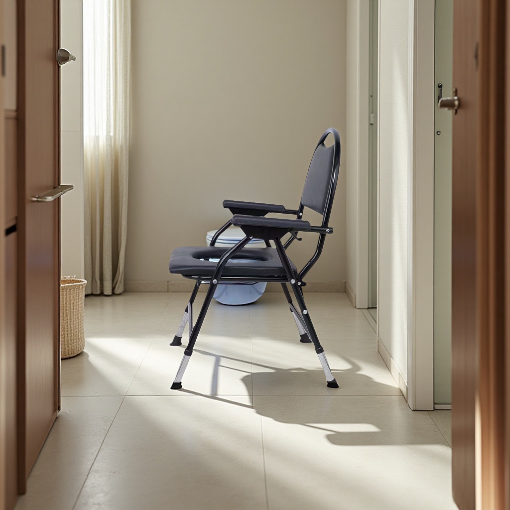 Elderly people's toilet chairs, household mobile toilets for paralyzed elderly people, bath chairs, folding chairs, fecal chairs, health care equipment accessories Application Scenario