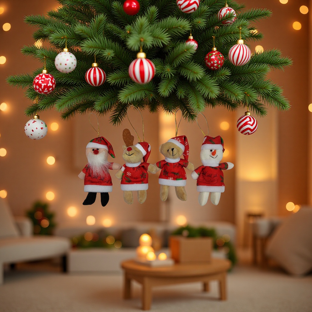 毛绒玩具挂件圣诞小挂件毛绒挂件装饰礼物