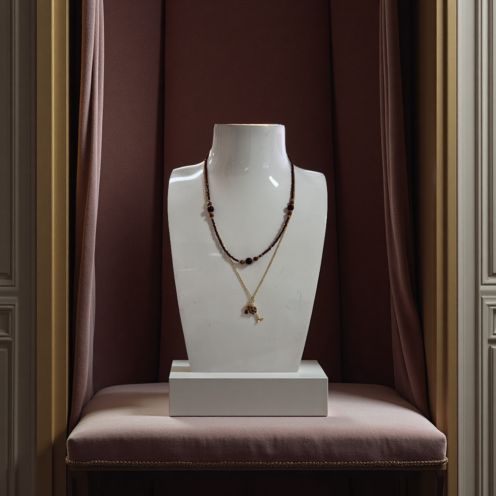 Luxury and fashionable accessories: Sand gold large necklace, 925 silver jewelry, fashionable and versatile necklace, trendy design gift Specification image