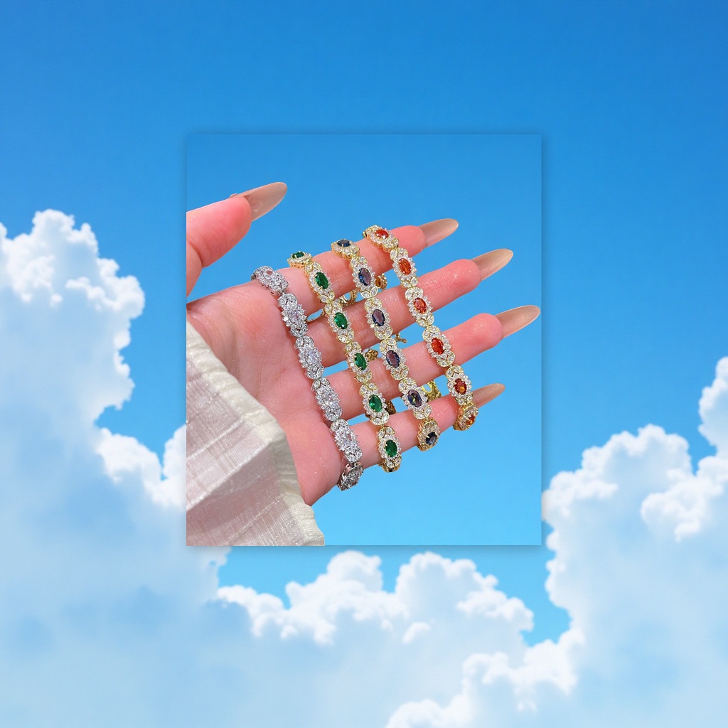 高级绿钻祖母绿满钻锆石手链女款个性排钻直播爆款小众手饰