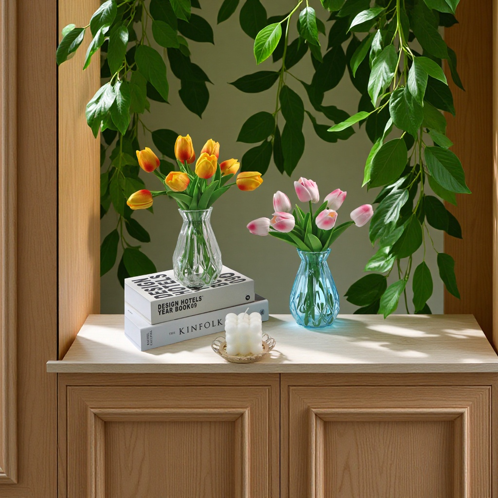 PU tulip simulation hand feel flower home decoration ornaments, wedding photography props, artificial flower simulation plant wholesale Specification drawing