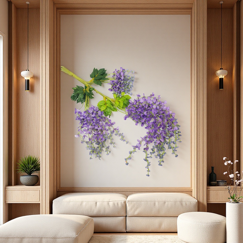 Wholesale of artificial wisteria, douhua, encrypted artificial flowers, artificial flowers, green plants, ceiling and wall hanging, living room wedding decoration flowers and wisteria plants Specification drawing