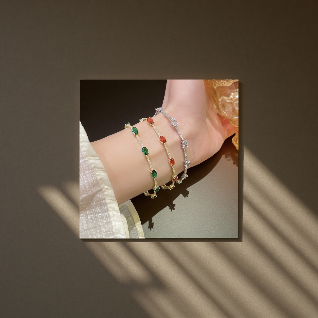 新款时尚复古气质手链 小众设计彩色宝石手串 高级感百搭饰品首饰手链女不规则百搭手链女不规则百搭