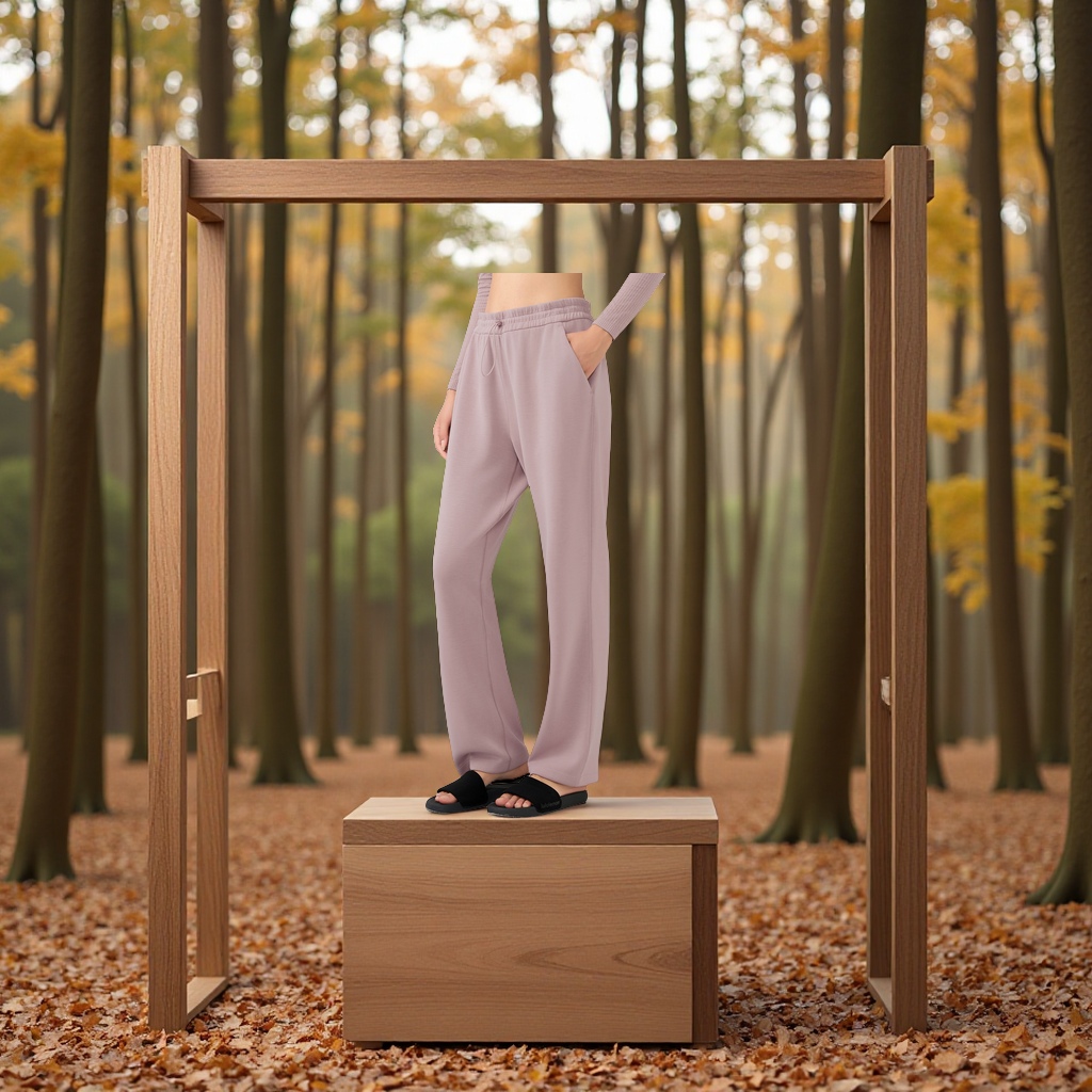 休闲裤女秋冬高腰垂感显瘦亲肤直筒阔腿运动长裤宽松百搭DAW167