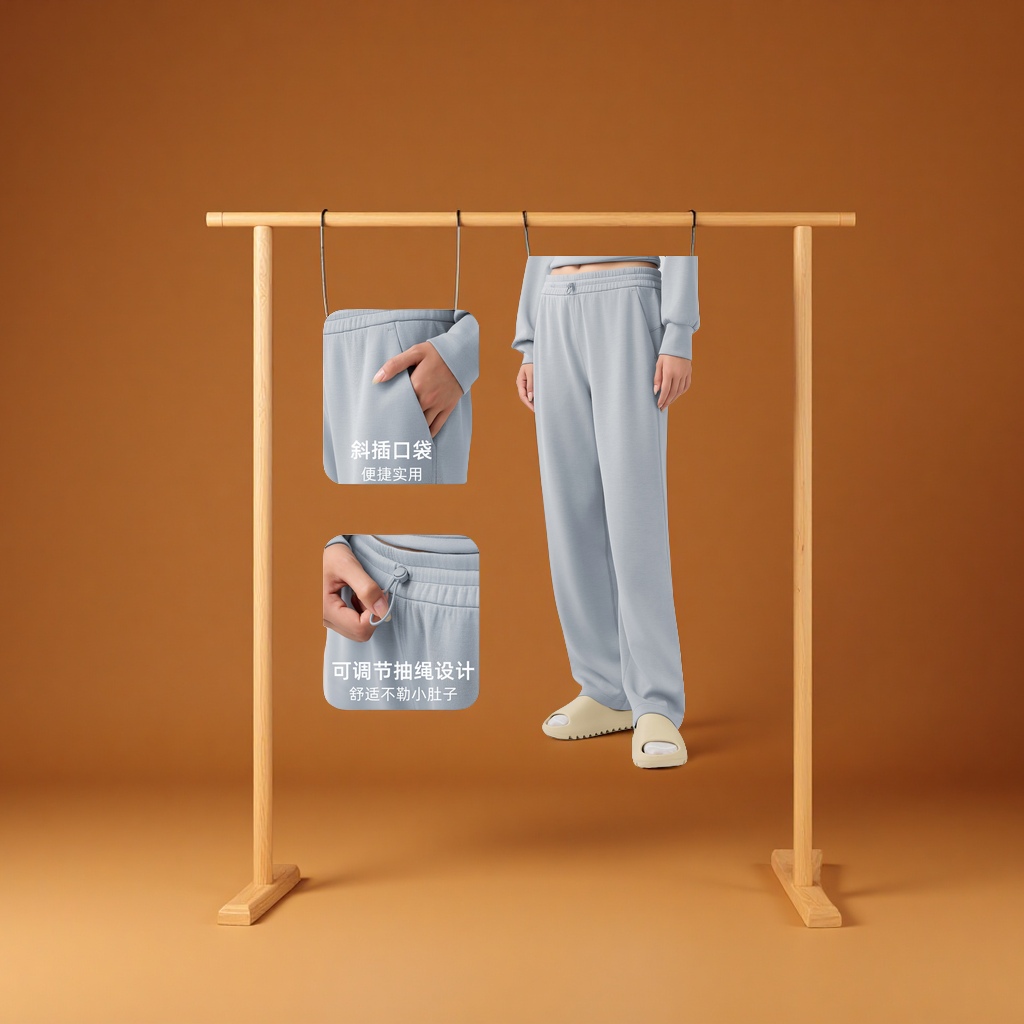 High-waisted, slimming and skin-friendly sportswear casual pants for autumn and winter, loose and versatile straight-leg wide-leg pants DAW167 details Picture