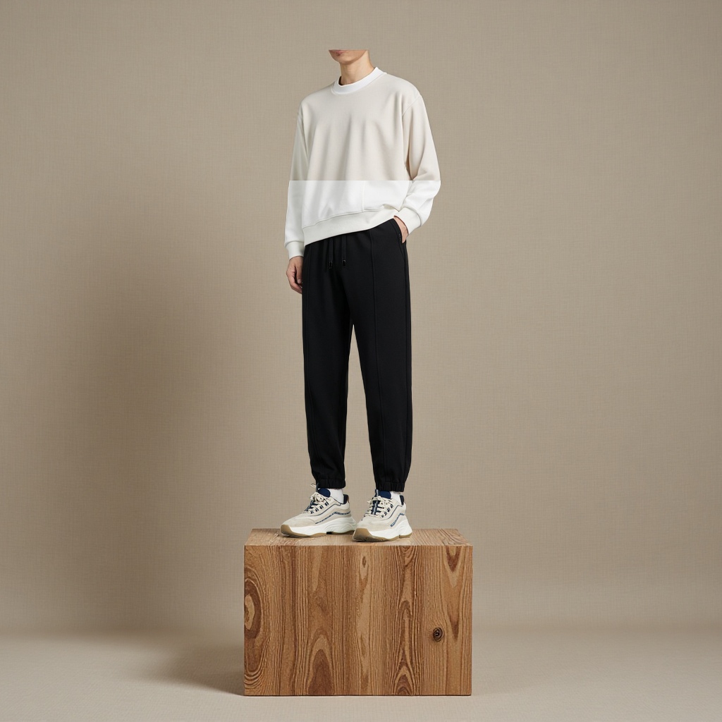 WOOG2005 Dark grey tight-fitting casual pants for men, Spring/Autumn 2025 slightly loose straight-leg sport sweatpants, slightly elastic and comfortable men's casual pants Specification image