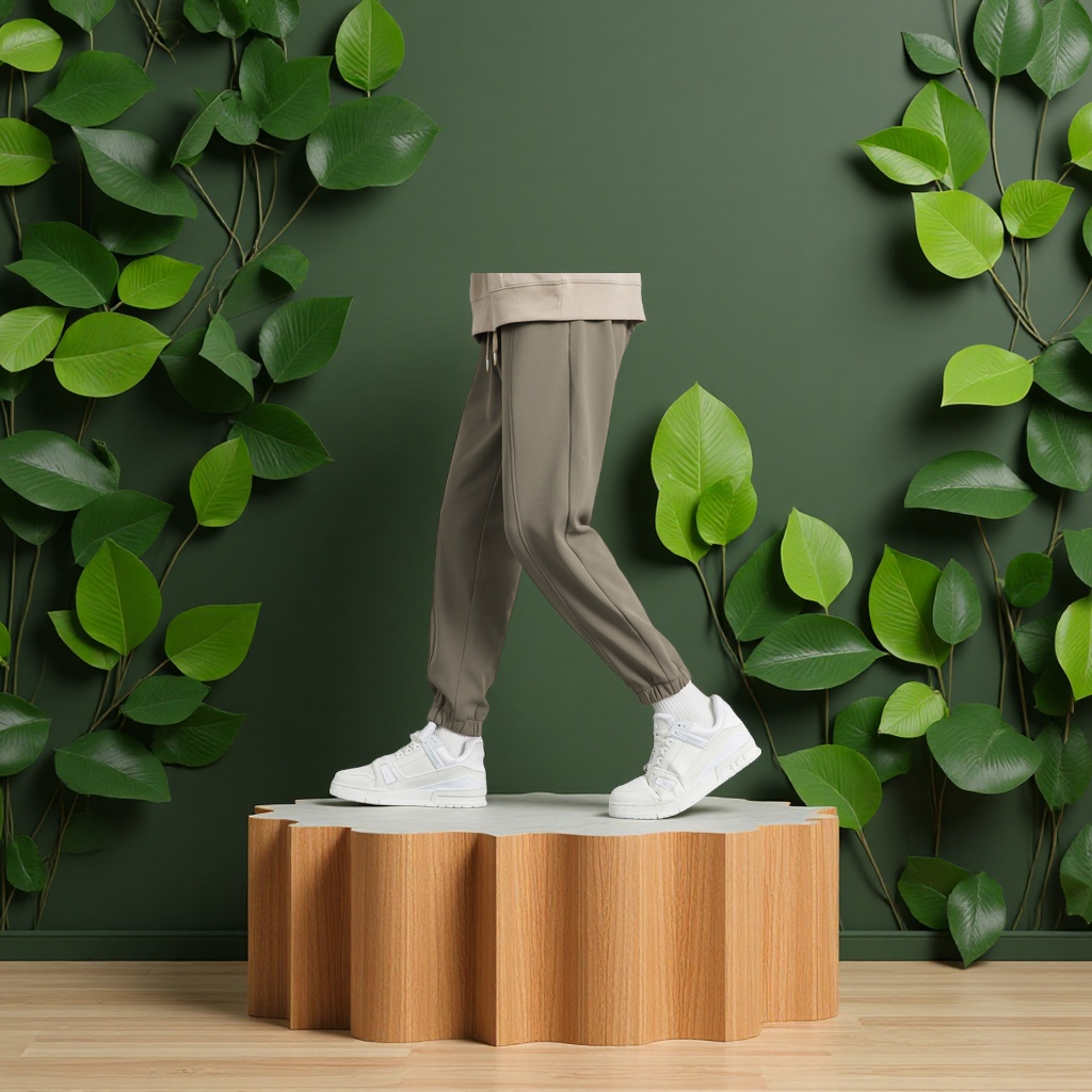 WOOG2005 Dark grey tight-fitting sports sweatpants for men, Spring/Autumn 2025 slightly loose straight-leg slightly elastic casual trousers for men details Picture