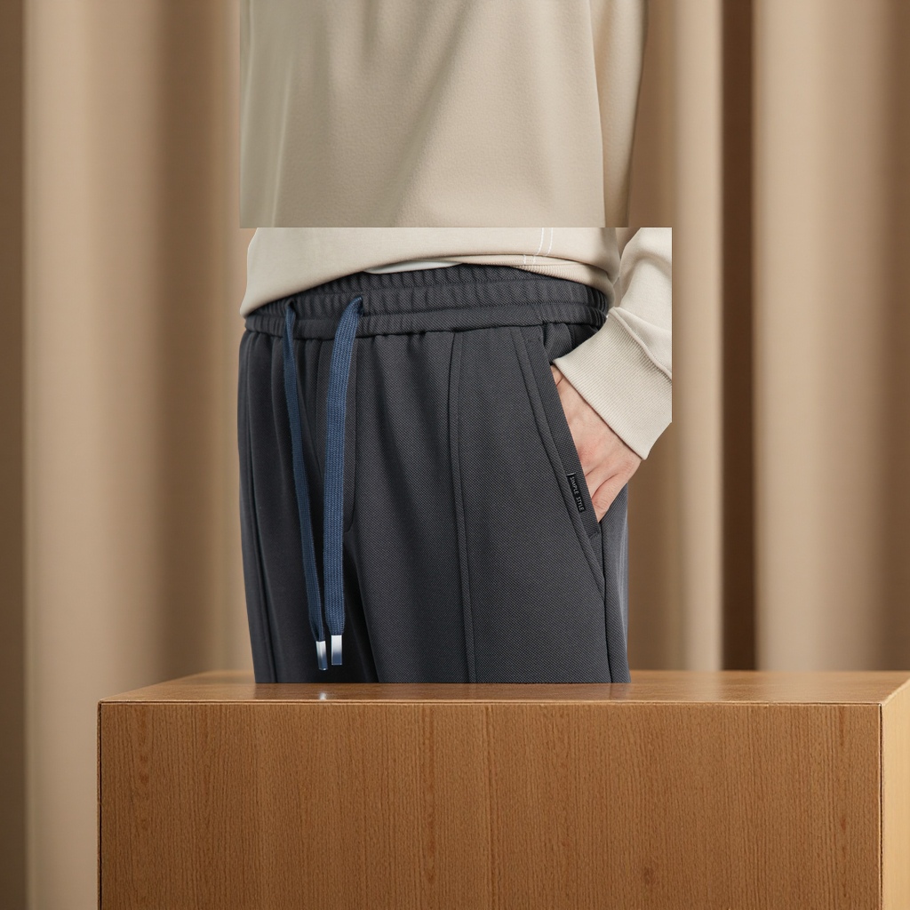 WOOG2005 Dark grey tight-fitting sports sweatpants for men, Spring/Autumn 2025 slightly loose straight-leg slightly elastic casual trousers for men Application Scenario
