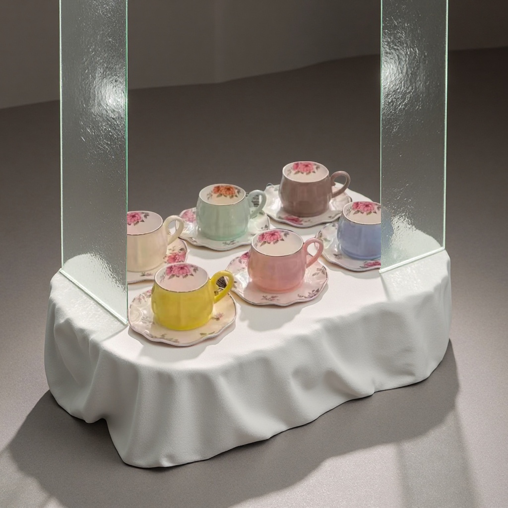 简约陶瓷杯碟套装 家用咖啡杯碟组合 时尚创意早餐杯碟