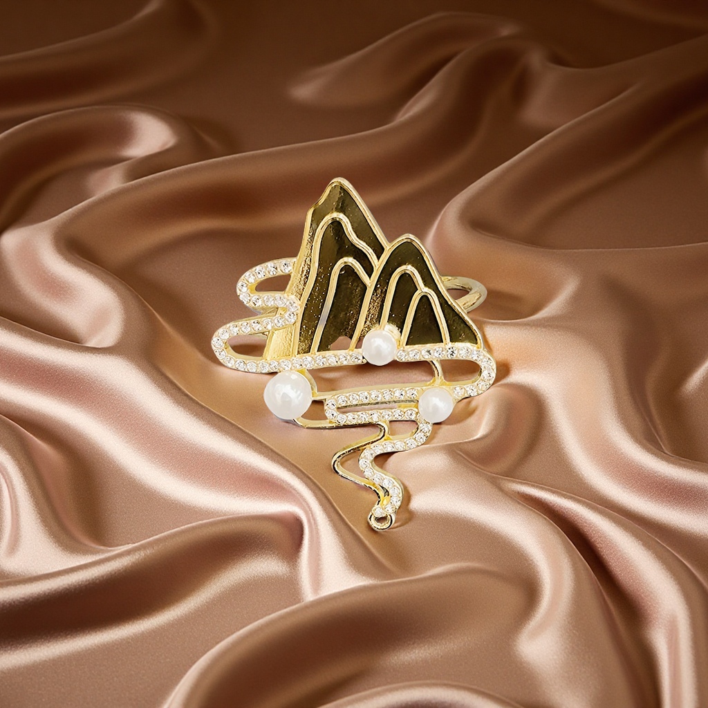 New alloy Qianli Jiangshan napkin ring screw fine diamond napkin buckle table decoration festival hotel table setting napkin ring fixed buckle