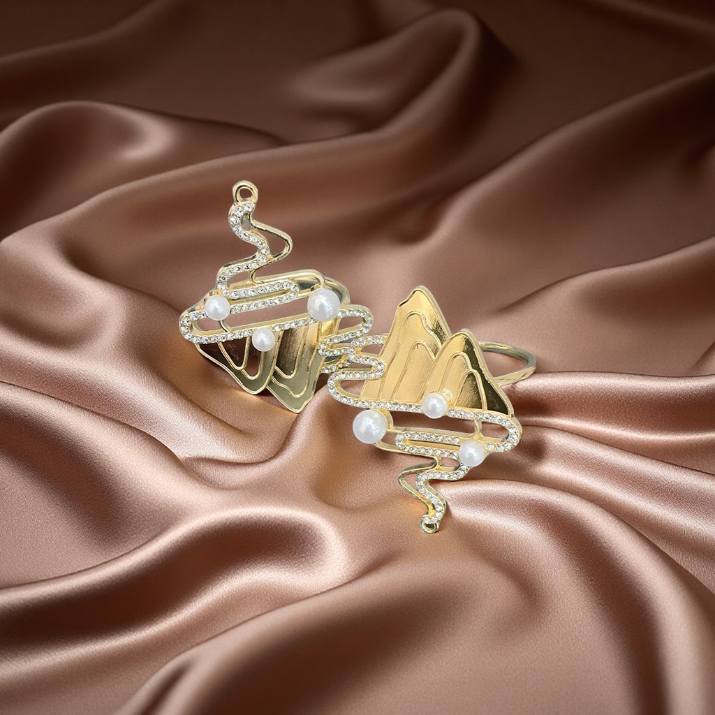 New alloy Qianli Jiangshan napkin ring screw fine diamond napkin buckle table decoration festival hotel table setting napkin ring fixed buckle Specification image