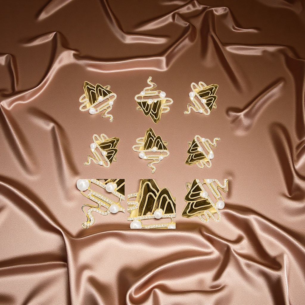 New alloy Qianli Jiangshan napkin ring screw fine diamond napkin buckle table decoration festival hotel table setting napkin ring fixed buckle Application Scenario