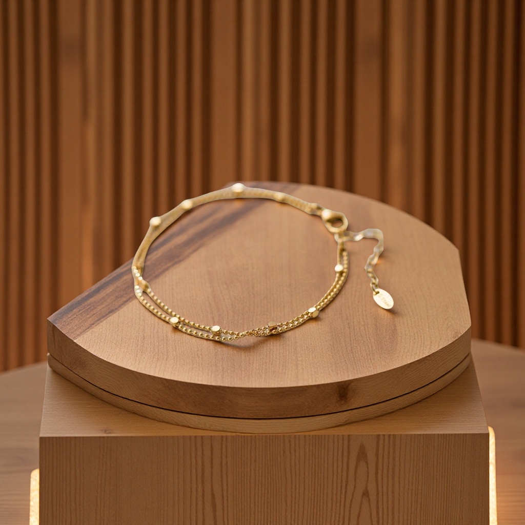 小众设计双层金色复古方块链条手链女精致简约不掉色高级感韩国风