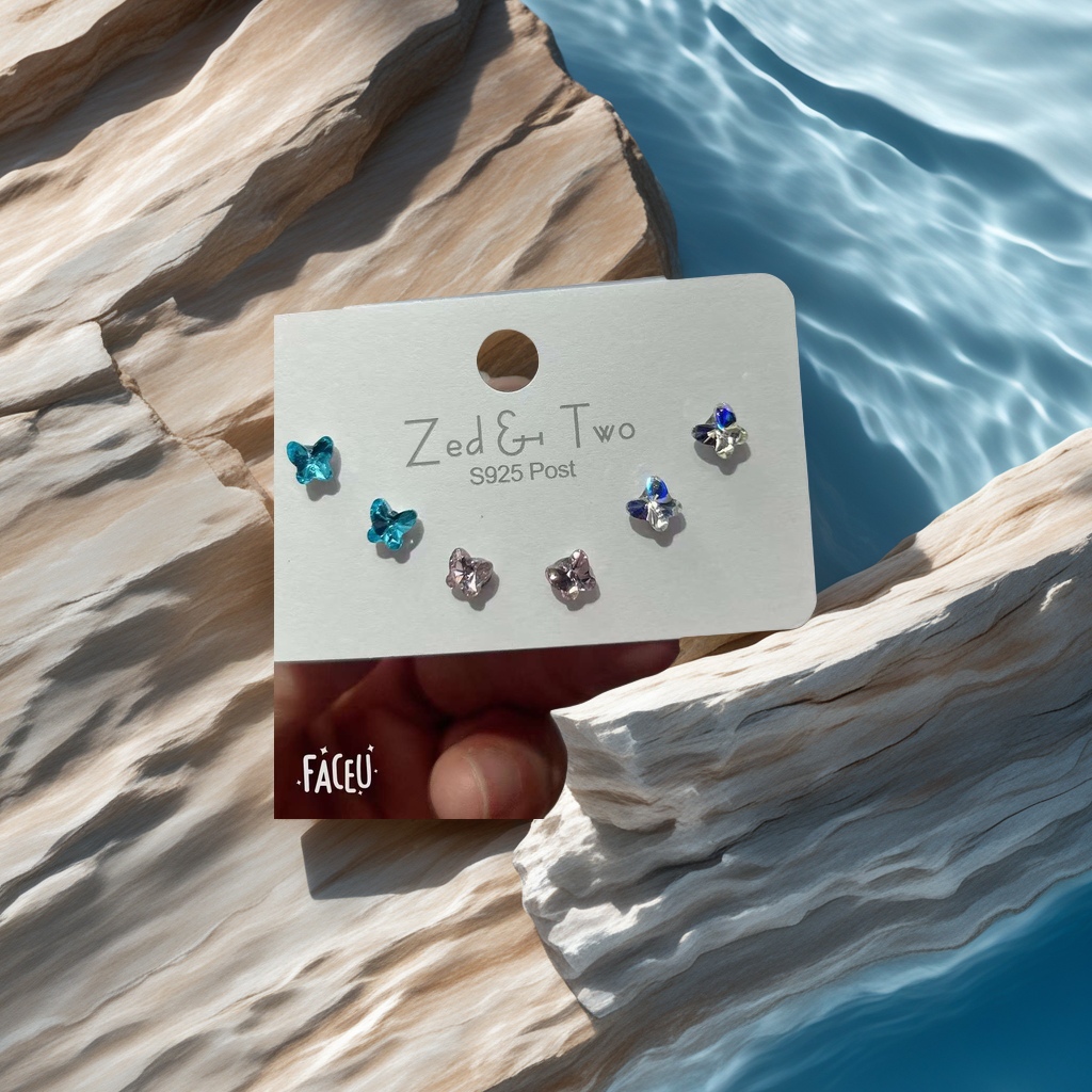 New European fashion trendy butterfly 🦋 trendy three pairs new European fashion stud earrings beautiful more than a little new European fashion accessories Specification image