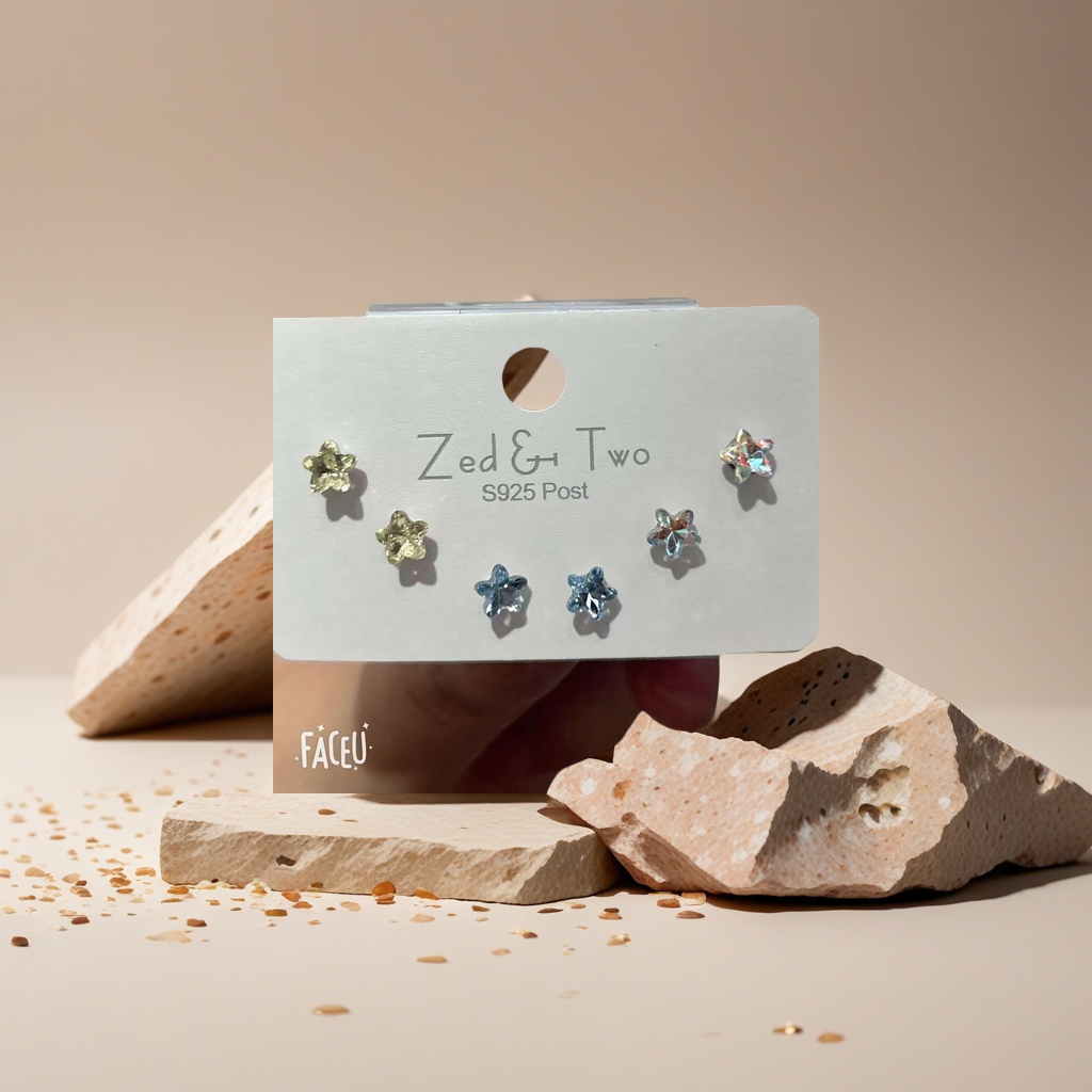 New European Fashion's trendy five-star fashion three-pair set New European fashion stud earrings are more beautiful than just a little. New European Fashion accessories Specification image