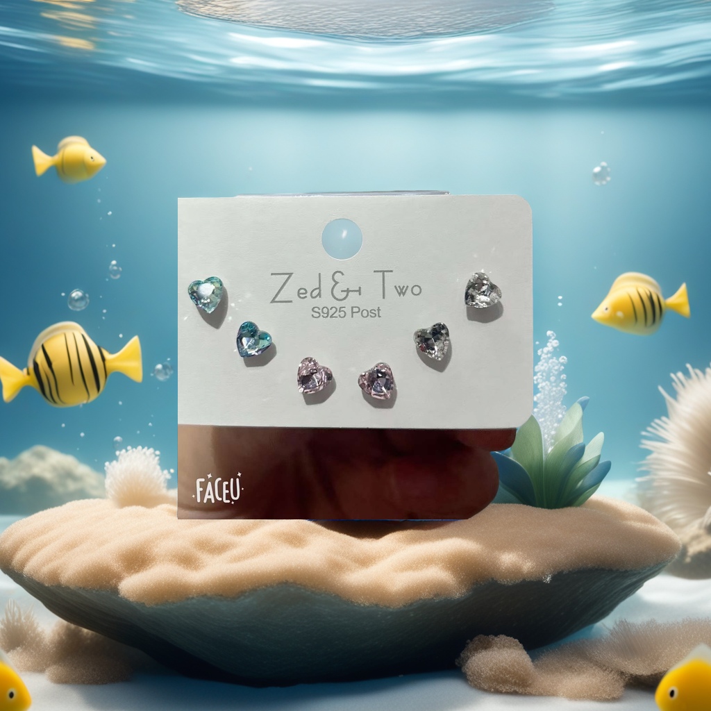 New European fashion trendy heart ❤️ trendy three pairs new European fashion stud earrings beautiful more than a little new European fashion accessories Specification image