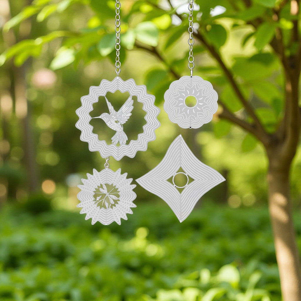 欧美跨境时尚蜂鸟挂件 创意3D旋转曼陀罗风铃 庭院花园悬挂装饰品