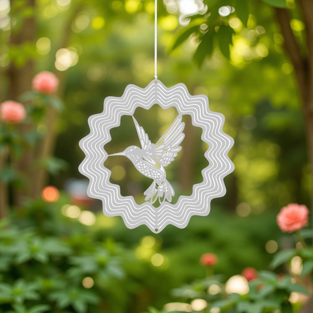 European and American cross-border fashion hummingbird pendant, creative 3D rotating mandala wind chime, courtyard garden hanging decoration details Picture