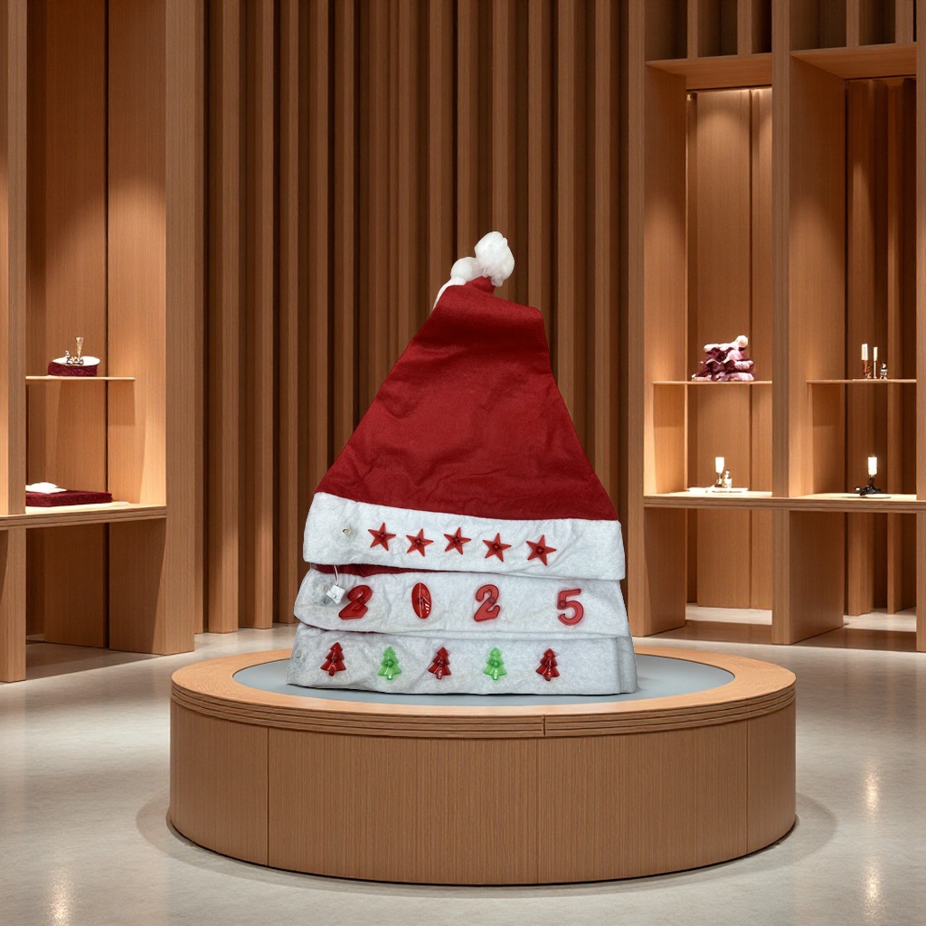 圣诞节派对装饰用品圣诞帽成人儿童通用红色毛绒可爱节日氛围帽