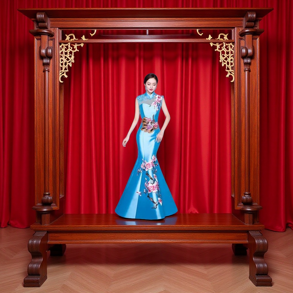 New Chinese-style retro embroidered red slimming long cheongsam fashionable banquet bride's toasting dress Specification image